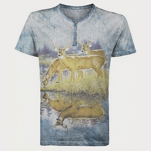 Lederhosen T-Shirt Match Henley-Shirt Bayerisch München Deutsch alpin Erbe T-Shirt Ärmel Grafik für Herren Erwachsene 3D-Druck für Karneval Oktoberfestbier Party Image