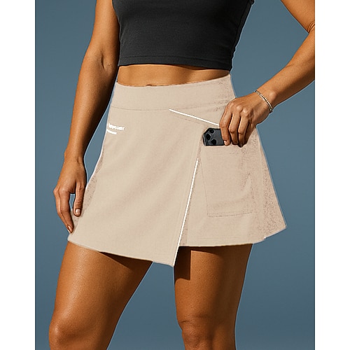 Damen Laufhosen Trainingsrock Tasche Hohe Taille Unterteile Fitnessstudio Athleisure Trainieren Sommer Schnelltrocknend Atmungsaktiv Fitnesstraining Outdoor Laufen Normale Passform Sportbekleidung Image