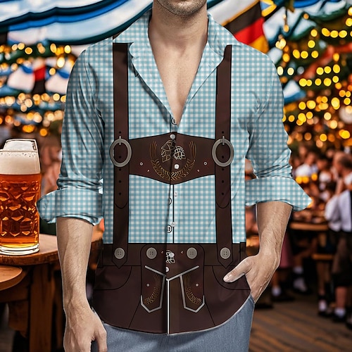 Hawaii-Hemden Aloha-Hemd Bayerisch München Deutsch Lässig Bayerisch Grafik für Herren Erwachsene 3D-Druck für Karneval Oktoberfestbier Urlaub Party Image