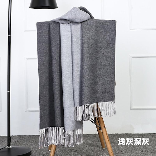 Doppelseitiger Kaschmirschal für Herren Herbst und Winter verdickter warmer Schal Winterwollschal für Herren Image