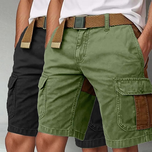 Herren Cargo-Shorts Outdoor Shorts Shorts Strandshorts Freizeitshorts Patchwork Elastischer Bund Mehrere Taschen Farbblock tragbar Feuchtigkeitsableitend Knielang Outdoor Lässig Täglich Urlaub Mode Image