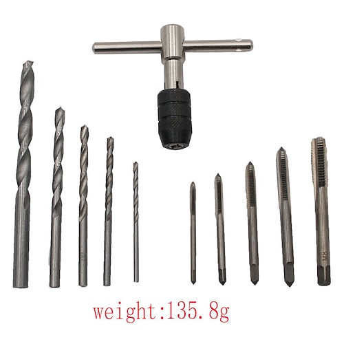 11 stücke windeisen griff ratsche m3-m6 maschine schraube gewinde metrischer stecker tap bohrer set handwerkzeuge hand tap Image