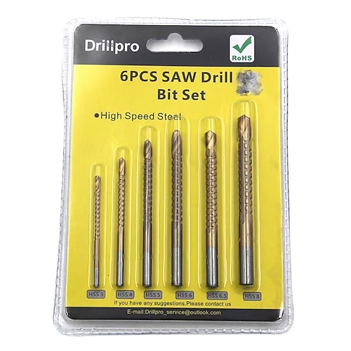 6 elektrische Bohrer, titanbeschichtete HSS-Bohrer, Sägebits für Metallfräser zum Holzschlitzen 3/4/5/6/6,5/8 mm Image