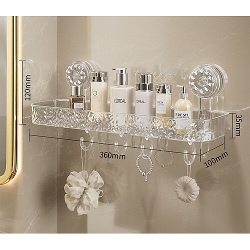 leichtes, stanzfreies Aufbewahrungsregal im Luxusstil, Eckregal mit Saugnapf, dreieckiger Badezimmer-Organizer, Wandmontage, kein Bohren, Waschtischständer für Toilettenartikel und wichtige Dinge Image