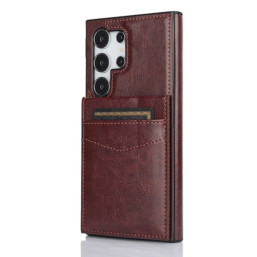 Handy Hülle Handyhüllen Für Samsung Galaxy S25 S25 Edge S24 S23 S22 Plus Ultra S23 FE A55 5G A15 A14 A54 Brieftaschenhülle Ständer Kartenfach Stoßfest Retro TPU PU-Leder Image