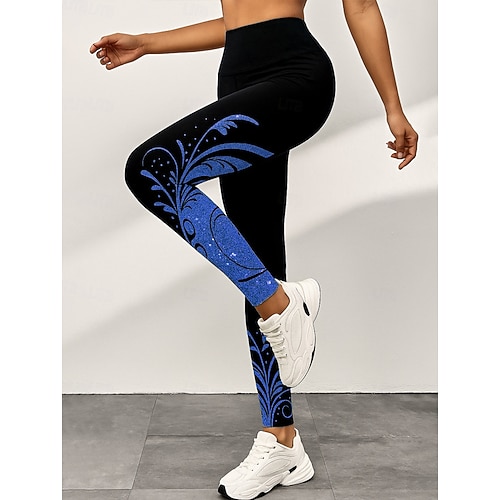 Damen Leggings Aktiv Urlaub Vintage Knöchellang Hohe Taille Grafik Abstrakt 3D-Druck Schnelltrocknend Atmungsaktivität Weich Dehnbar Täglich Heim Outdoor Gelb Rosa Blau Grau Herbst Schmale Passform Image