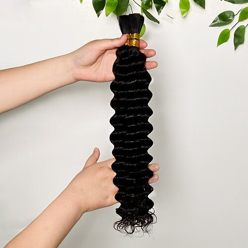 3 Bündel Echthaar, natürliche Farbe, kein Schuss, Remy-Massenhaar, tiefe Welle, menschliches Haar, 10-28 Zoll Image