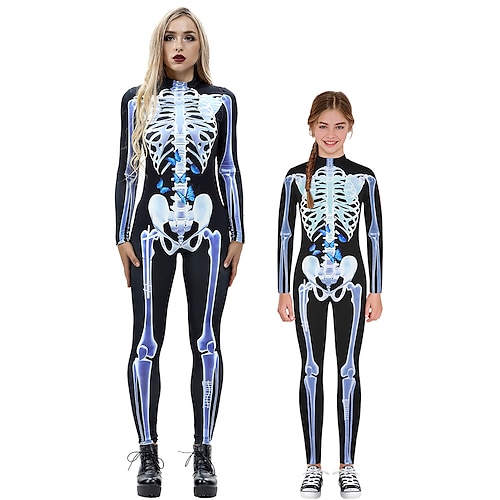 Cosplay Kostüm Outfits Bodysuit Totenkopf Herren Damen Kinder Knielänge Socken Sportsocken Anzug Socken Druck Polyester Kostüm für Karneval Neujahr Teenager Erwachsene Image