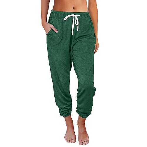 Damen Stoffhosen Gerade Streetwear Lässig Volle Länge Natürliche Taille Einfach Tasche Elastisches Kordelzugdesign Bequem Straße Ferien Alltagskleidung Weinrot Dunkelgrau Schwarz Blau Herbst Normale Image