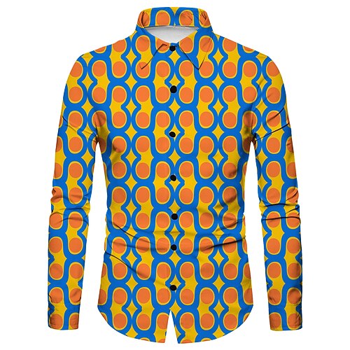 Retro Vintage 1970er Hemd Disco Geometrisch Psychedelisch Kostüm Herren Halloween Karneval Musikfestival Pride Parade Retro-Mottoparty Erwachsene Hemd Image
