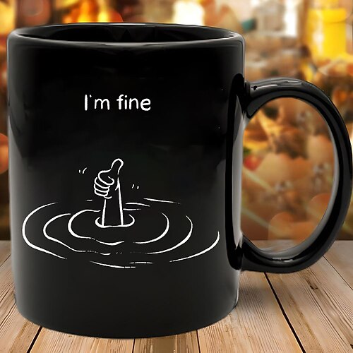 lustige Kaffeetasse „Im Fine Drinking Meme" schwarze Keramiktasse 11oz 330ml sarkastisches Gag-Geschenk für Kollegen Freunde Erwachsene Image
