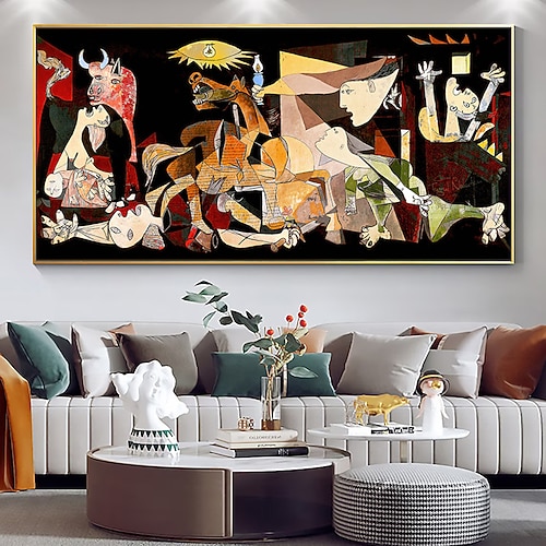 Mintura handgefertigte Ölgemälde-Reproduktion von Pablo Picasso Guernica auf Leinwand, Wandkunst, Dekoration, modernes Wohndekor, Bilder für die Inneneinrichtung, gerolltes, rahmenloses, ungedehntes Image