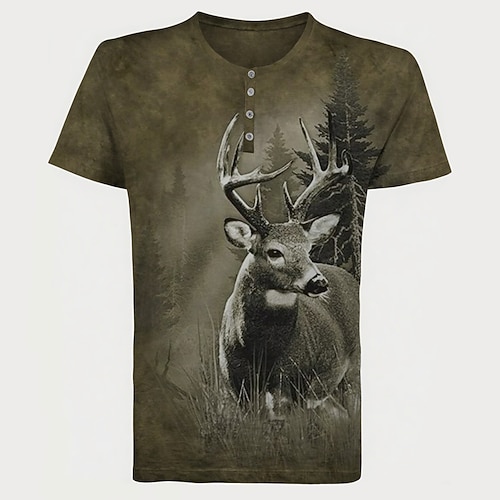 Bayerisch München Deutsch T-Shirt Ärmel Lederhosen T-Shirt Match Henley-Shirt Hirsch Grafik für Herren Erwachsene 3D-Druck für Karneval Oktoberfestbier Party Image