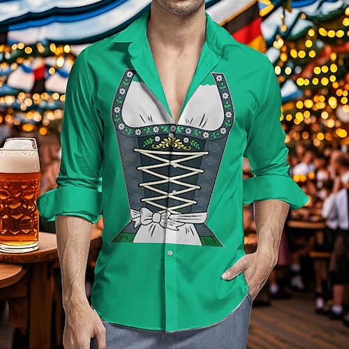 Hawaii-Hemden Aloha-Hemd Bayerisch München Deutsch Lässig Bayerisch Grafik für Herren Erwachsene 3D-Druck für Karneval Oktoberfestbier Urlaub Party Image