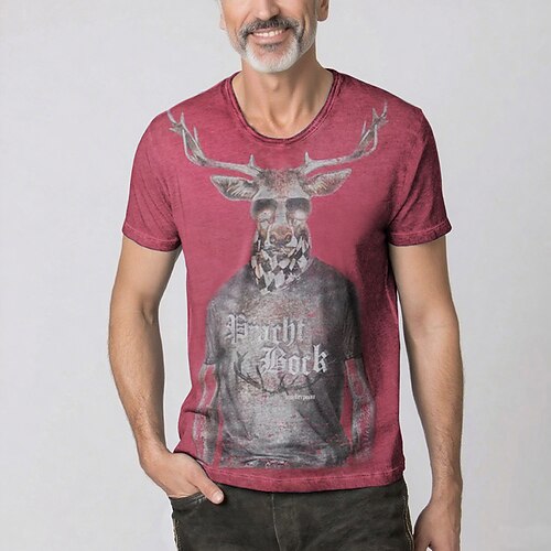 T-Shirt Lederhosen T-Shirt Match Bayerisch München Deutsch alpin Erbe T-Shirt Ärmel Grafik für Herren Erwachsene 3D-Druck für Karneval Oktoberfestbier Party Image