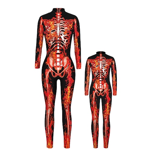 Cosplay Kostüm Outfits Bodysuit Totenkopf Herren Damen Kinder Knielänge Socken Sportsocken Anzug Socken Druck Polyester Kostüm für Karneval Neujahr Teenager Erwachsene Image