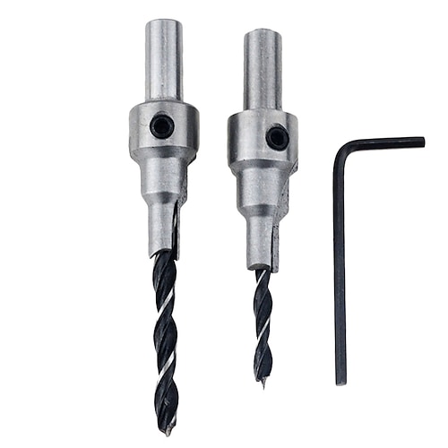 2 teile/satz senker bohrer set 2 flöte 3 schritte 4mm/6mm 5mm/7mm elektrowerkzeuge für holzreibahle holzbearbeitung fasen kits Image