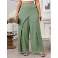 Femmes Jambe large Pantalons Occasionnel Longueur complète Naturel Uni in in france they say Pontalon wide leg Confortable Respirabilité Décontracté Quotidien Noir Vert Printemps Automne Coupe Ample