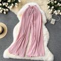 Femmes Jambe large Chinos Occasionnel Longueur complète Naturel Uni Plissé in in france they say Pontalon wide leg Confortable Respirabilité Décontracté Quotidien Noir Rose Vert clair Bleu Printemps