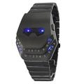 Montre LED pour homme, bracelet en acier inoxydable noir, mouvement à quartz, écran LED étanche, design serpent, montre LED
