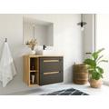 Mobili per bagno sospeso con lavabo semplice e nicchie 80 cm Colore: Naturale e Antracite - ARUBA