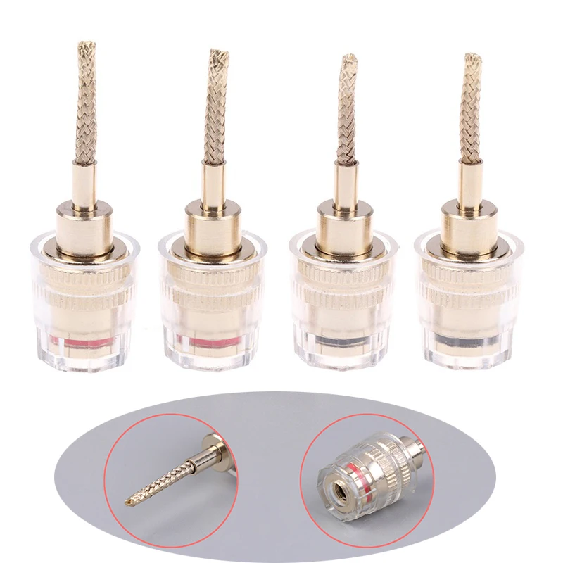 2/4Pcs 4MM Banana Buchse Auf 2MM Pin Stecker HIFI Kabel Adapter Stecker Geflochtene Kupfer draht Buchse Audio Terminals Image