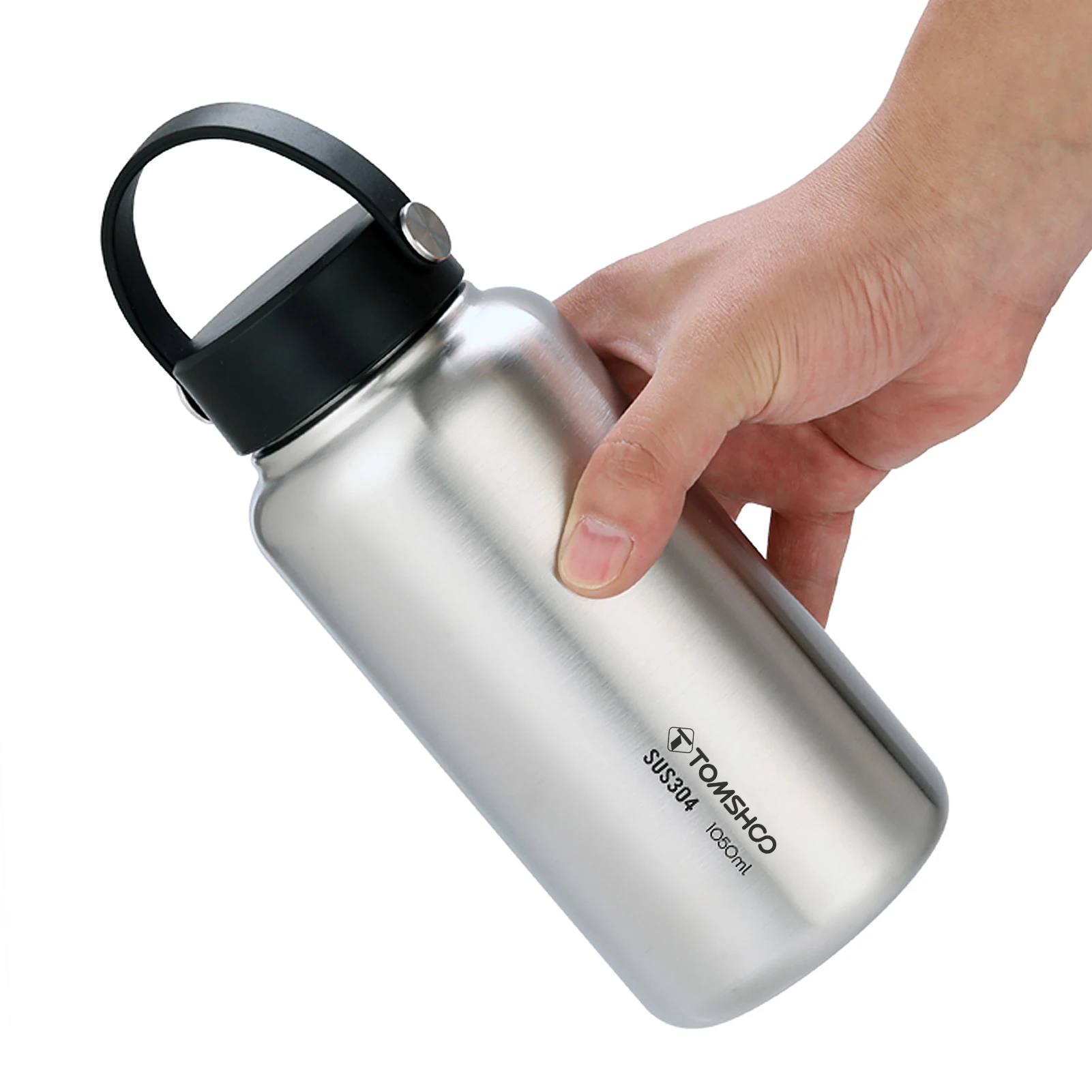 TOMSHOO 1050 ml Edelstahl-Wasserflasche, auslaufsichere Sportflasche mit 750 ml Wassertasse, Kaffeetasse, Hängetopf für den Außenbereich Image