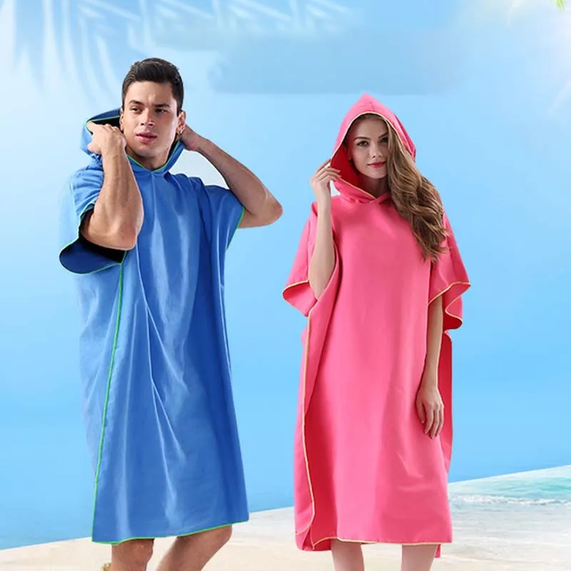 Tragbares Strand-Badetuch aus Mikrofaser, Handtuch mit Kapuze, Robe, schnell trocknendes Badetuch für Erwachsene, Pool, Schwimmen, Yoga, Reisen Image