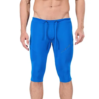 Herren-Sportshorts, Eisseide, Nachtwäsche, knielang, lange Boxershorts, schmale Passform, verlängerte Stretch-Badehose, nahtlos, weicher Slip, Homme-Hose Image