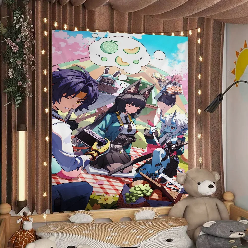 Zenless Zone Zero Game Cool ZZZ Bedruckter großer Wandteppich zum Aufhängen, Tarot, Hippie-Wandteppiche, Wohnheim, Heimdekoration Image