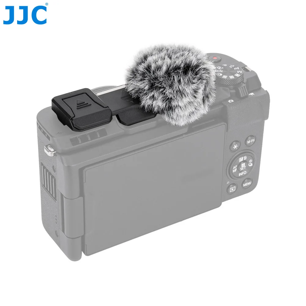JJC Cold Shoe Adapter mit Windmuff Windschutzscheibe für Canon PowerShot V1 Wind Furry Noise-Reduction für leichtes Mikrofon Image