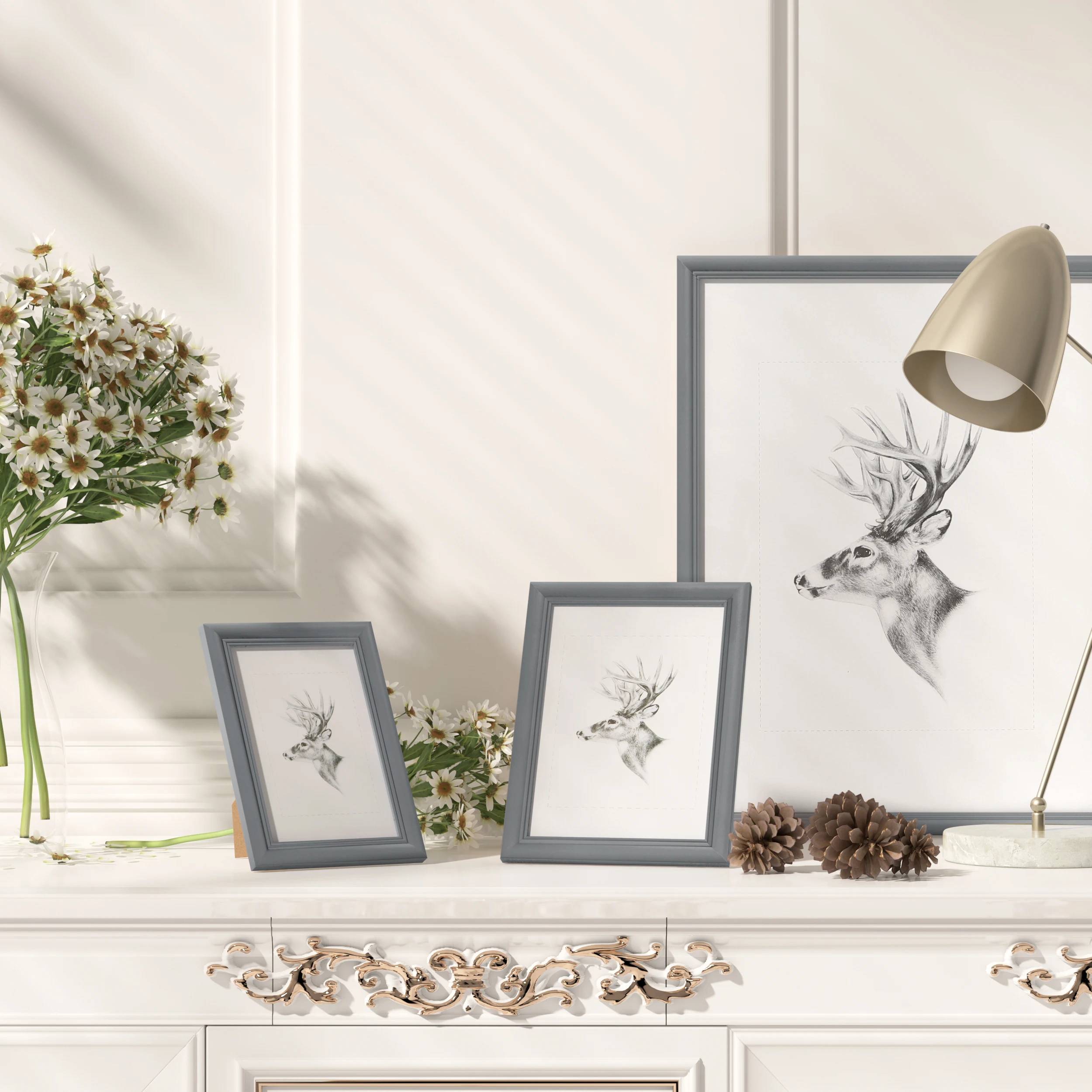 1PC Grau Bilderrahmen Holz Foto Rahmen Für Bilder Foto Desktop Decor Wand Hängen Home Galerie Dekoration Image