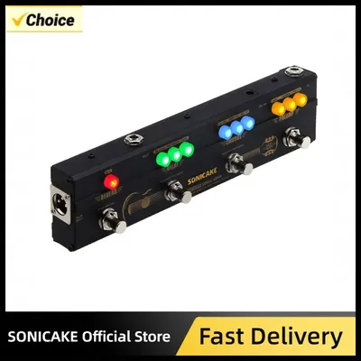 SONICAKE Sonic Wood Akustikgitarren-Vorverstärker DI Box Multi-Effekte Chorus Delay Reverb Pedal mit XLR-Ausgang QCE-50