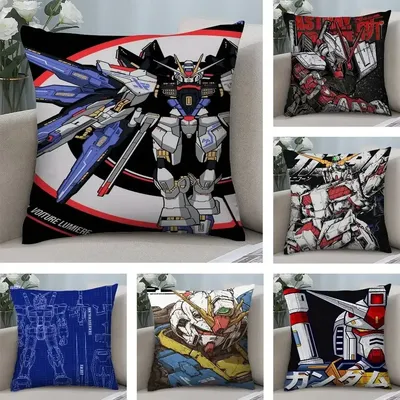 Anime G-GundamS Kissenbezug, kurzer Plüsch, doppelseitiger Druck, quadratisch, Dekokissenbezüge, Sofa, Zuhause, Kissen, Dekor Image