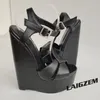 BERZIMER Frauen Sandalen 5 CM Plattform Keile 20 CM High Heels Peep Toe Kunstleder Handgemachte Damen Schuhe Frau Plus Größe 38 45 48