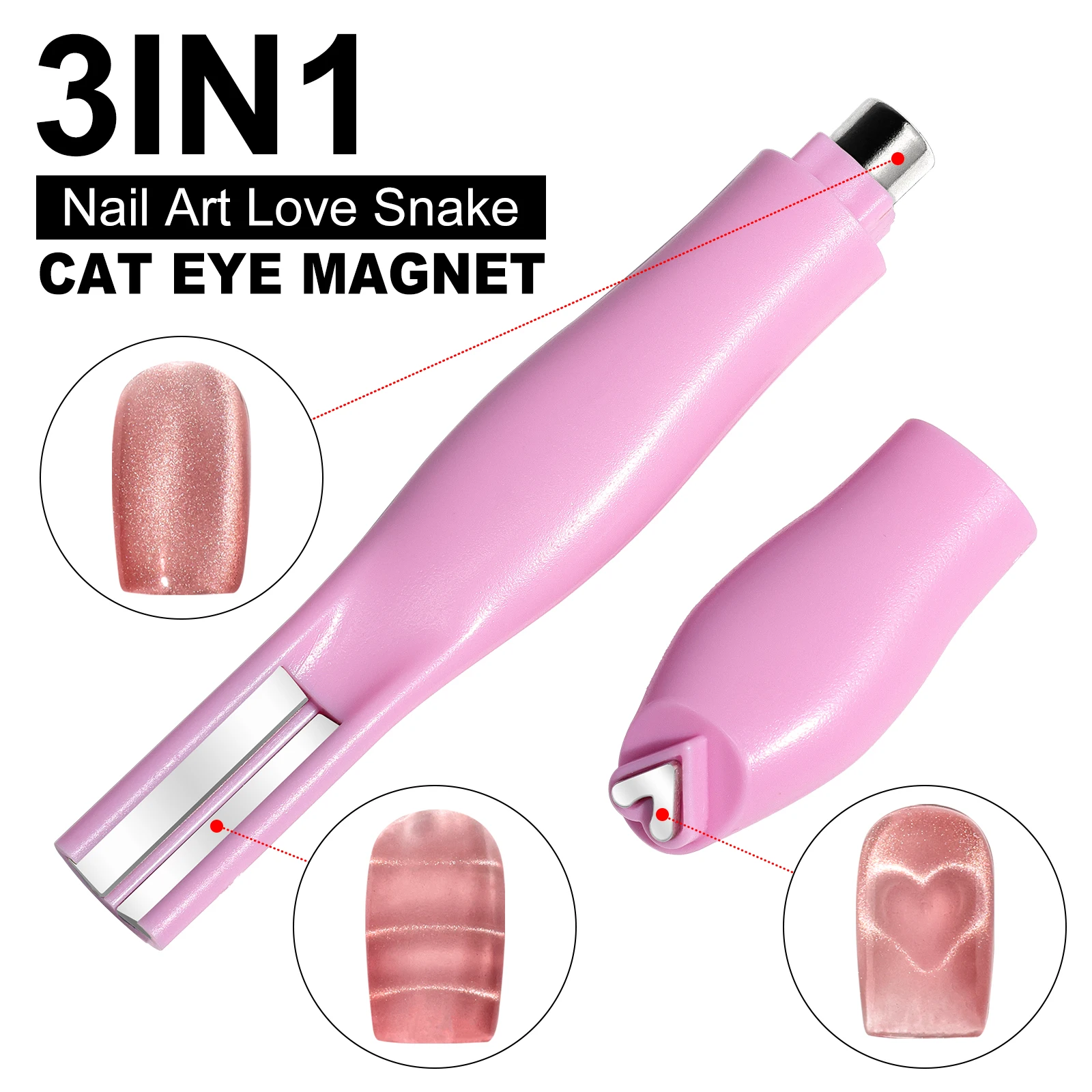3 IN 1 Nail Art Love Snake Cat Eye Magnet Multifunktionaler Nagel DIY Katzenauge Magnetstab zum Gelpolieren Magnetwerkzeuge Image