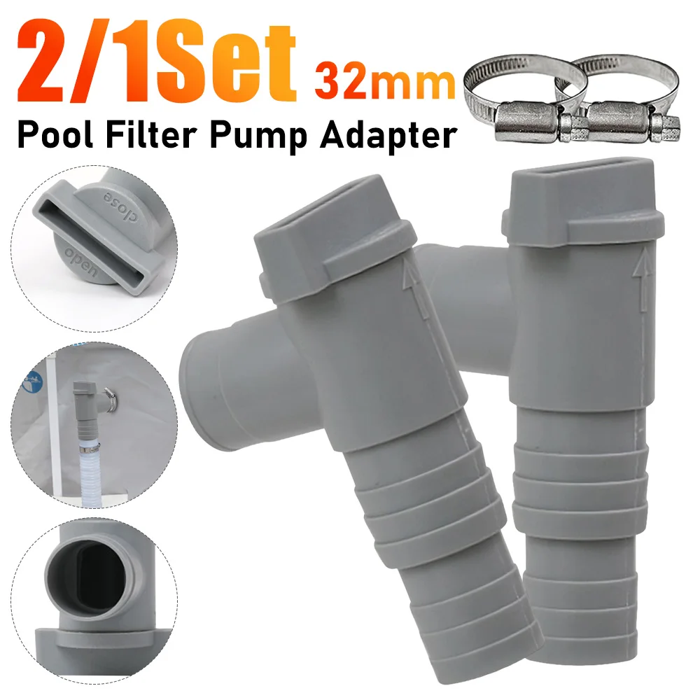 Adaptateur de pompe de filtre de piscine en PVC, 32mm, Valve de vidange de piscine, piston marche/arrêt, Valve Globe anti-fuite, accessoires de piscine, 2/1 ensemble