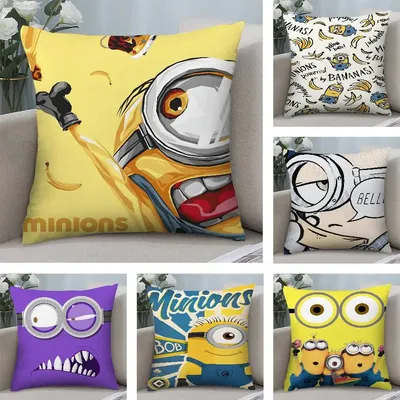 Cartoon Kawaii M-Minions Kissen Fall Kurze plüsch doppelseitige Druck Platz Werfen Kissen Abdeckungen Sofa Hause Kissen Dekor Image