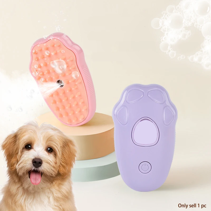 Farbiger Haustier-Dampf-Schönheitskamm, reinigbar, schwimmendes Haar, entfernt verwirrtes Haar, keine Notwendigkeit, eine Dusche zu nehmen, universell für Katzen und Hunde Image