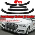 4PCS A3 S3 Paraurti Anteriore Labbro Auto Paraurti Anteriore Splitter Lip Spoiler Diffusore Guard Protezione Della Copertura Trim Per Audi A3 S3 2017-2019