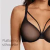 Neue frauen Bhs Sexy Ultra Dünne Tasse Größe Bh Mesh Transparent Große Hohe Elastische Spitze Bralette Minimizer Bhs A B C D E F G H