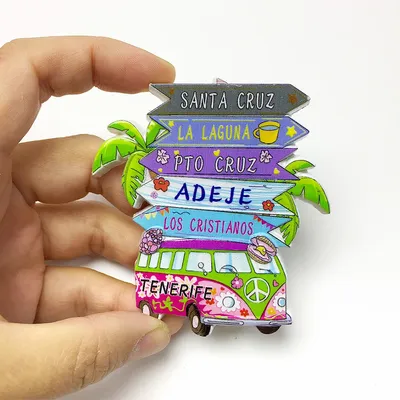 3D-Kühlschrankmagnet aus Kunstharz, Teneriffa-Lichtzeichen, Santa Cruz, La Laguna, Puerto Cruz, Adeje, Los Cristianos, Küchendekoration Image