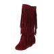 Generisch Women's Winter Boots High Shaft Knee High Boots Women's with Block Heel Suede Overknee Boots Elegant Long Shaft Boots Round Toe Cowboy Boots Non-Slip Riding Boots High Women's Boots, red, 7