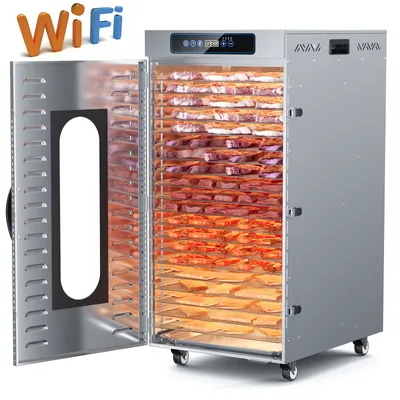 WiFi Control Commercial Food Dehydrator 20 Trays Stainless Steel Double-layer Insulation Vegetable Fruit Flower Spice Meat Dryer