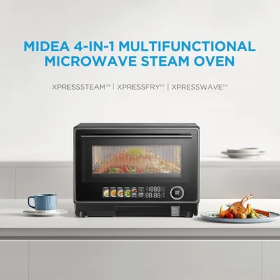 4-in-1 Multifunctional Microwave Steam Oven, Combo Air Fryer, Steamer & Microwave Oven, 32 Auto Functions, Adjustable Power