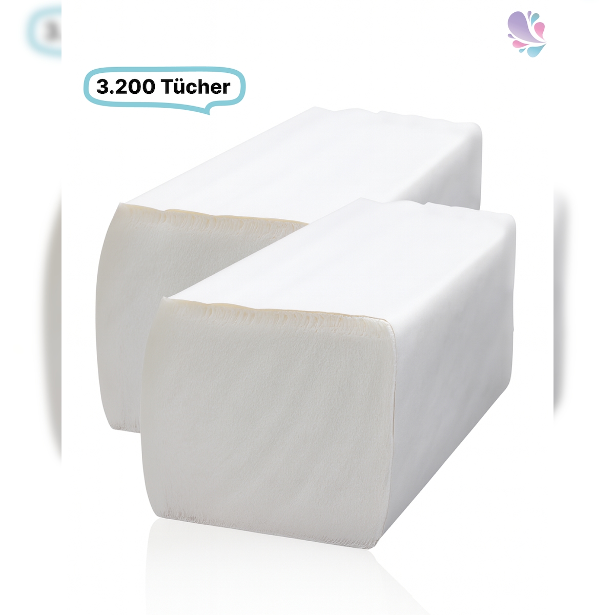 Blanc HYGIENIC Falthandtücher 2-lg, hochweiß, Recyclingpapier, 3.200 Blatt, EU ECO-Label zertifiziert Image