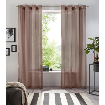 Gardine MY HOME "XANA mit Ösen, Kräuselband oder Schlaufen" Gr. 2, grau (taupe), B:140cm H:175cm, Voile, Polyester, Gardinen, Bestseller, einfarbig, 1 bzw. 2 Schals, pflegeleicht, Schal Image