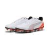 Fußballschuh PUMA "KING PRO FG/AG Fußballschuhe Erwachsene", Gr. 45, weiß silber glowing rot metallic, Obermaterial: Synthetik; Futter: Textil, Synthetik; Innensohle: Textil; Laufsohle: Synthetik, Schuhe