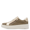 Plateausneaker MARCO TOZZI, Damen, Gr. 42, gold (goldfarben k), Textil, Synthetik, sportlich, Schuhe, Freizeitschuh, Halbschuh, Schnürschuh mit funkelnden Strasssteinen