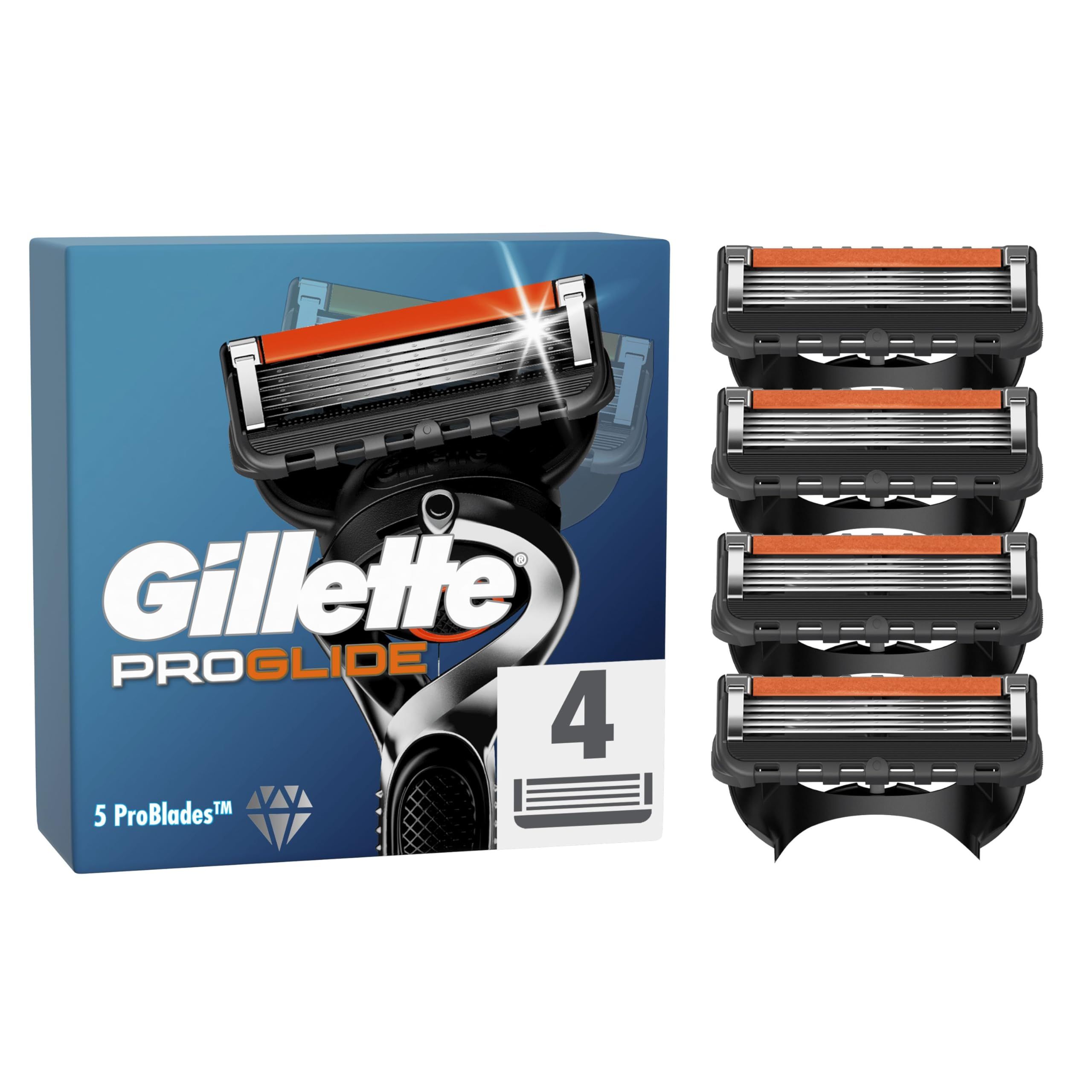 Ricariche per Rasoio Gillette ProGlide - 4 Pezzi con 5 Lame Antifricti
